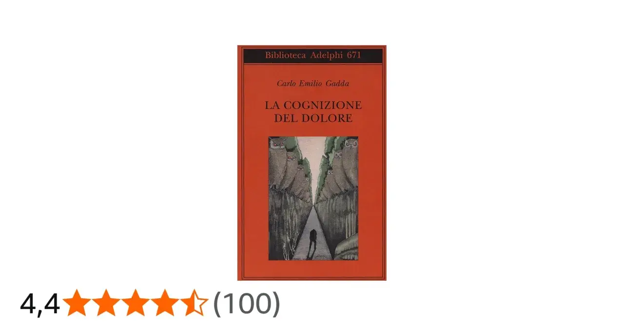 Copertina del libro "La cognizione del dolore" di Carlo Emilio Gadda, con un'illustrazione inquietante di gufi e un uomo solitario.