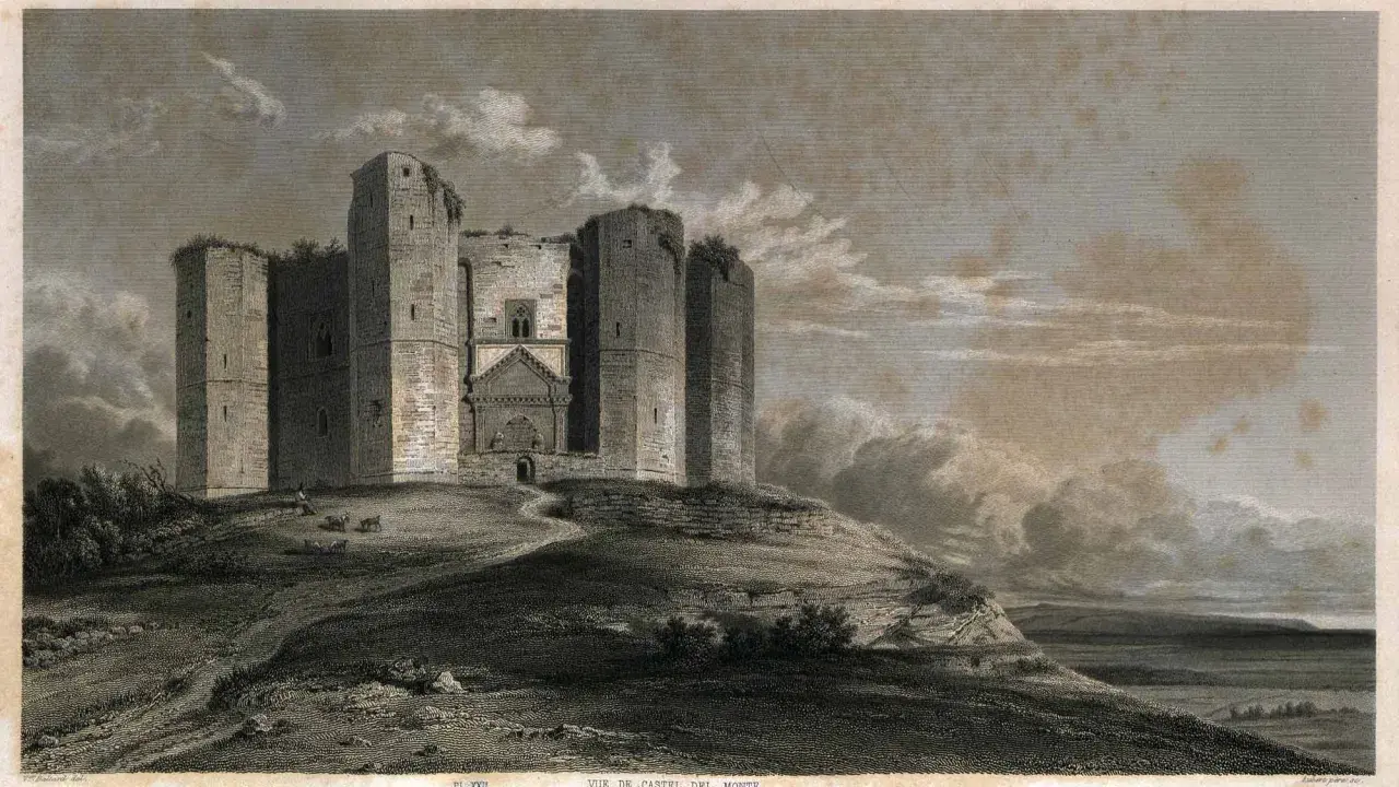 Castel del Monte, un luogo avvolto dalla leggenda, si erge maestoso su una collina. Le sue torri squadrate e l'architettura imponente evocano storie antiche.