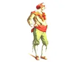 La maschera di Rugantino, con la sua camicia aperta, il foulard rosso al collo e alla vita, e i pantaloni verdi, è pronta a far ridere Roma.