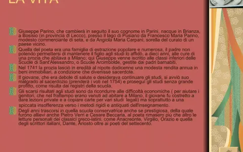 Bust of Giuseppe Parini with text about his life.