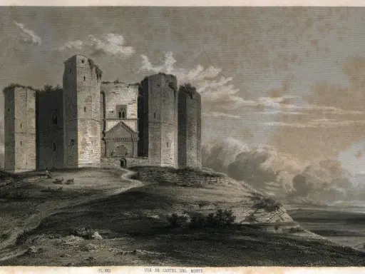 Castel del Monte, un luogo avvolto dalla leggenda, si erge maestoso su una collina. Le sue torri squadrate e l'architettura imponente evocano storie antiche.