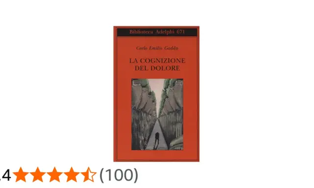 Copertina del libro "La cognizione del dolore" di Carlo Emilio Gadda, con un'illustrazione inquietante di gufi e un uomo solitario.