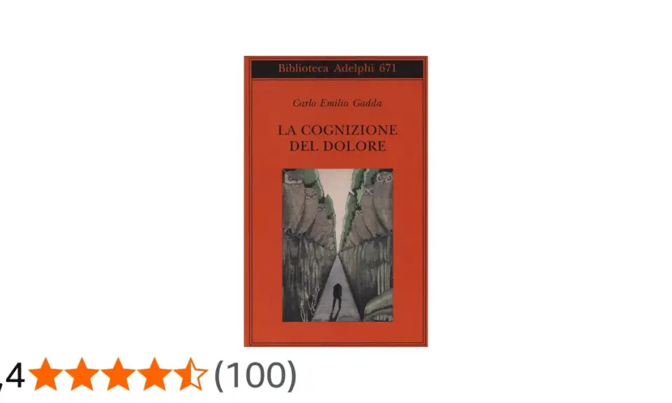 Copertina del libro "La cognizione del dolore" di Carlo Emilio Gadda, con un'illustrazione inquietante di gufi e un uomo solitario.