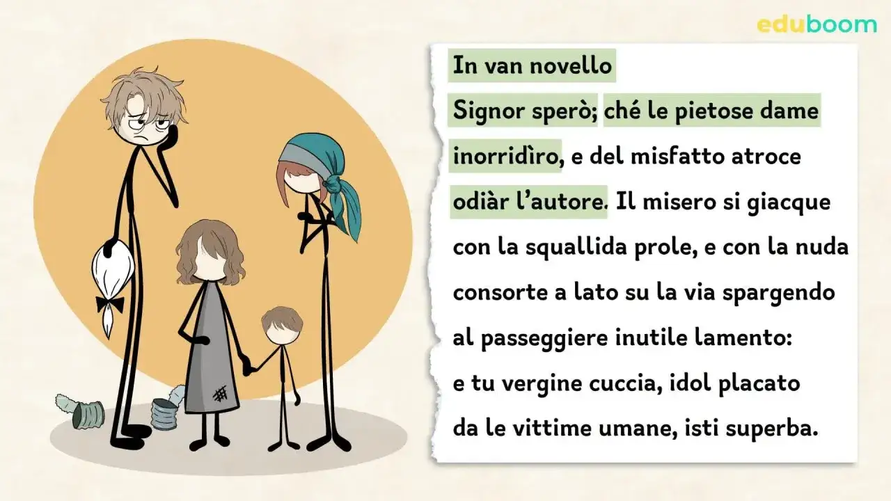 Figure stilizzate: un uomo pensieroso, una donna con foulard, una madre e un bambino. Accanto, un testo che parafrasa