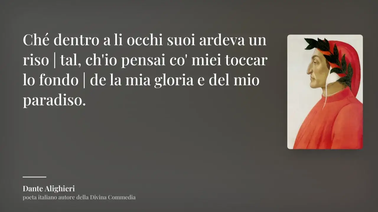 Ritratto di Dante Alighieri con verso: 